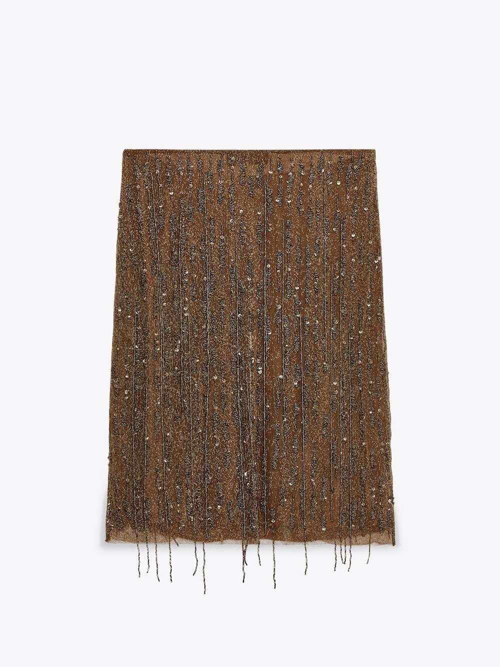 Zara Zw Collection Gold Fringe
Beaded Midi Skirt